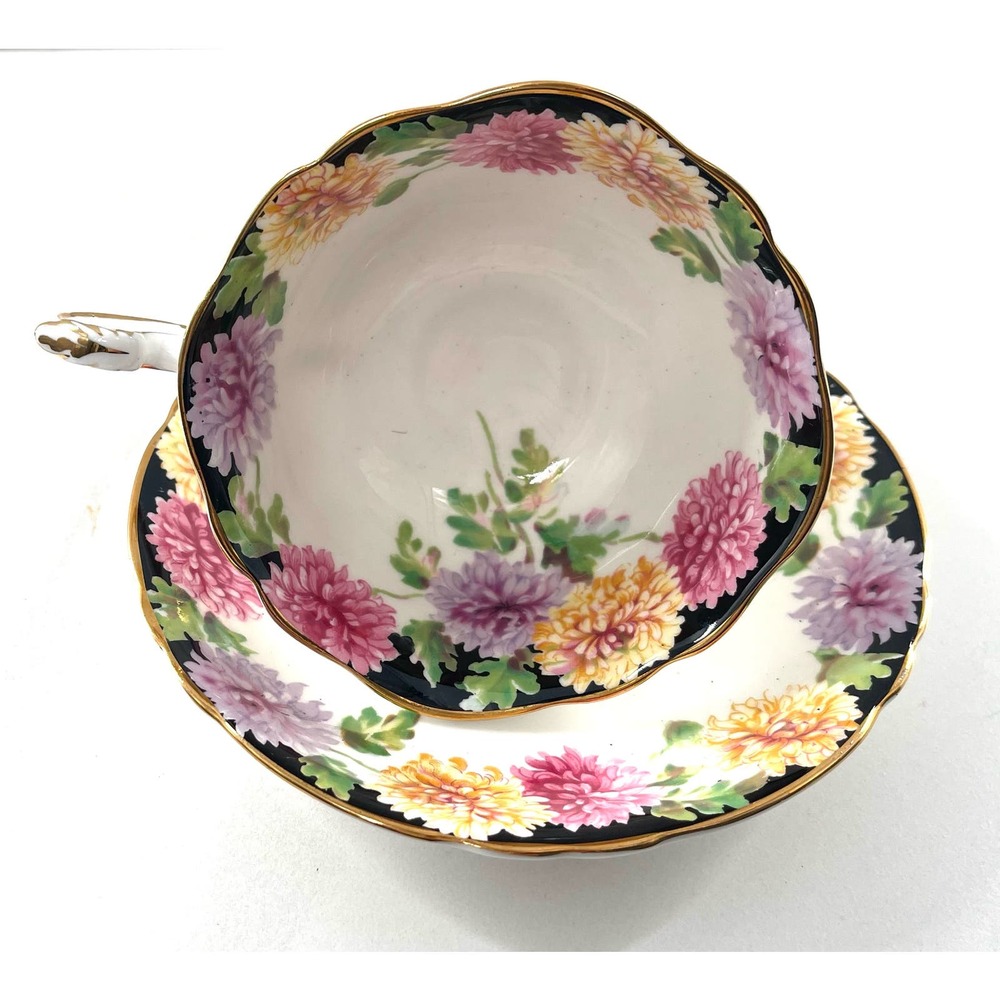 1939 Vintage PARAGON Fine Bone China Cup & Saucer CHRYSANTHEMUM (MUMS) FLOWERS - Picture 6 of 11